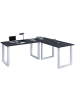 VCM  U Schreibtisch Eckschreibtisch L Form 190x190x50 in Silber / Anthrazit