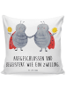Mr. & Mrs. Panda Kuschelkissen Sternzeichen Zwilling mit Spruch in Weiß