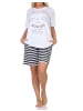 NORMANN Kurzarm Schlafanzug Shorty Pyjama Katzen Optik Übergröße 125 205 380 in weiß