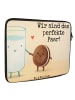Mr. & Mrs. Panda Laptop Tasche Milch Keks Design mit Spruch in Weiß