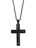 Adeliás Herren Halskette mit Anhänger – Kreuz aus Edelstahl in schwarz