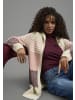 Laura Scott Kapuzenstrickjacke in beige rosa gestreift