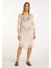 IZIA Damen Tunika-Kleid Mini Mit Häkelpart in Wollweiss