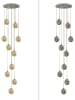ZMH Pendelleuchte 10-flammige G9 in rauchgrau Glas und Kristall L41cm x H215cm