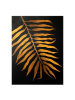 WALLART Leinwandbild Gold - Gold - Palmenblatt II auf Schwarz in Gold