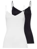 Hanro Spaghetti Top Cotton Seamless in Weiß / schwarz