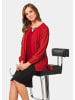 GOLDNER Festliche Bluse mit Chiffonüberwurf und Schmuckelement in rot