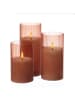 MARELIDA LED Kerze im Glas Windlicht mit Rillen H: 15cm in rosa