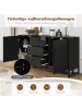 ABRIHOME Sideboard in Schwarz im Fischgräten Design mit 2 Türen 3 Schubladen