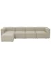 58 aufm Kessel SOFA 4-Sitzer mit Hocker links Kattrina Flachgewebe creme