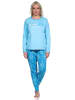 NORMANN Verspielte Pyjama lang Schlafanzug floralem Muster - 75114 in hellblau