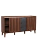 MCW Sideboard M48, Walnuss-Optik, Schubladen dunkelgrau