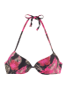 LASCANA Push-Up-Bikini-Top in schwarz-pink-bedruckt