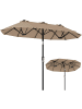 COSTWAY Doppelsonnenschirm knickbar 285x150cm in Braun