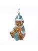 MARELIDA Weihnachtsbaumschmuck Teddybär mit Geschenk bruchfest H: 13cm in blau