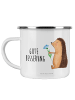 Mr. & Mrs. Panda Camping Emaille Tasse Igel Blumen mit Spruch in Weiß