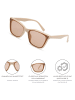styleBREAKER Nerd Sonnenbrille in Schwarz / Grau-Apricot Getönt
