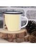Mr. & Mrs. Panda XL Emaille Tasse Katze Sitzen ohne Spruch in Gelb Pastell