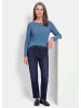 GOLDNER Langarm Melange Jersey-Oberteil in blau