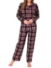 NORMANN Pyjama Karo zum durchknöpfen Single Jersey - 69312 in rot