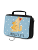 Mr. & Mrs. Panda Kosmetiktasche Fuchs Mama mit Spruch in Blau Pastell
