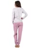 NORMANN Frottee Schlafanzug Bündchen Pyjama Streifen - 51768 in lila