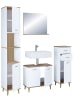 VCM  4-tlg. Komplett Badmöbel Badschrank Set Landos l in Weiß / Honig-Eiche