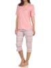 NORMANN Kurzarm Capri Schlafanzug Pyjama Ethnolook in rosa