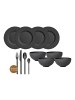 Villeroy & Boch 24er Set Tafelservice mit Besteck Manufacture Rock in schwarz