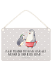 Mr. & Mrs. Panda Schild Pinguin mit Kind mit Spruch in Grau Pastell