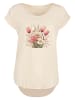 F4NT4STIC Long Cut T-Shirt Rosa weißer Frühlingsblumenstrauß in Whitesand