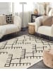 Beliani Kurzflor ERLER in Beige/Schwarz - (W) 140 x (H) 1.2 x (L) 200 cm