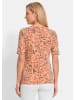 GOLDNER Kurzgröße:  Viskoseshirt mit frischem All-over-Print in pfirsich / gemustert