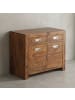 KADIMA DESIGN Sideboard MUMBAI Massivholz Kommode 90 cm 2 Schubladen 2