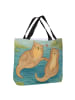 Mr. & Mrs. Panda Strandtasche Otter Hände halten Design ohne Spruch in Weiß