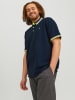 Jack & Jones + Fit Polo Shirt JJEPAULOS Sommer Hemd Pique in Dunkelblau-3