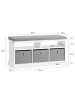 SoBuy Schuhbank in weiß und grau - (B)96 x (H)50 x (T)35cm