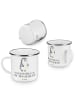 Mr. & Mrs. Panda Camping Emaille Tasse Pinguin Diabetes mit Spruch in Weiß