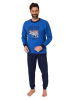 NORMANN langarm Schlafanzug Bündchen Pyjama - 83226 in blau