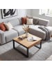 home24 home24 Couchtisch Typ B aus massiver Eiche & lackiertem Metall in Eiche, 75 x 42 x 75 cm in Eiche