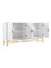 ABRIHOME Sideboard in Weiß mit 4 Türen goldenen Griffen 160x40x82 cm