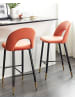 Beliani 2er-Set Barhocker FALTON in Rot/Schwarz/Gold