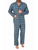 NORMANN Flanell Pyjama Schlafanzug zum durchknöpfen - 38286 in marine