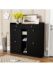 ABRIHOME Schuhschrank in Schwarz 110x26x100 cm mit 4 Klapptüren 2 Schubladen Offenen Fächern