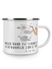 Mr. & Mrs. Panda Camping Emaille Tasse 8. Hochzeitstag Blechhoch... in Weiß