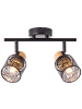 Brilliant Santy Spotrohr 2flg schwarz/natur Metall/Textil braun 2x D45, E14, 42