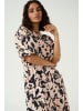 Kaffe Kleid KApaco Tight fit in Beige/Black/Peach Blurry Leaf