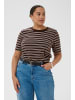 KAFFE curve T-Shirt kurzarm KCjilla Regular fit in Chocolate Brown/Chalk Stripes