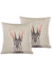 Beliani 2er-Set Dekokissen QUERCUS in Grau/Beige/Rosa
