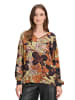 CARTOON Oversize-Bluse mit Rippbündchen in Brown/Green